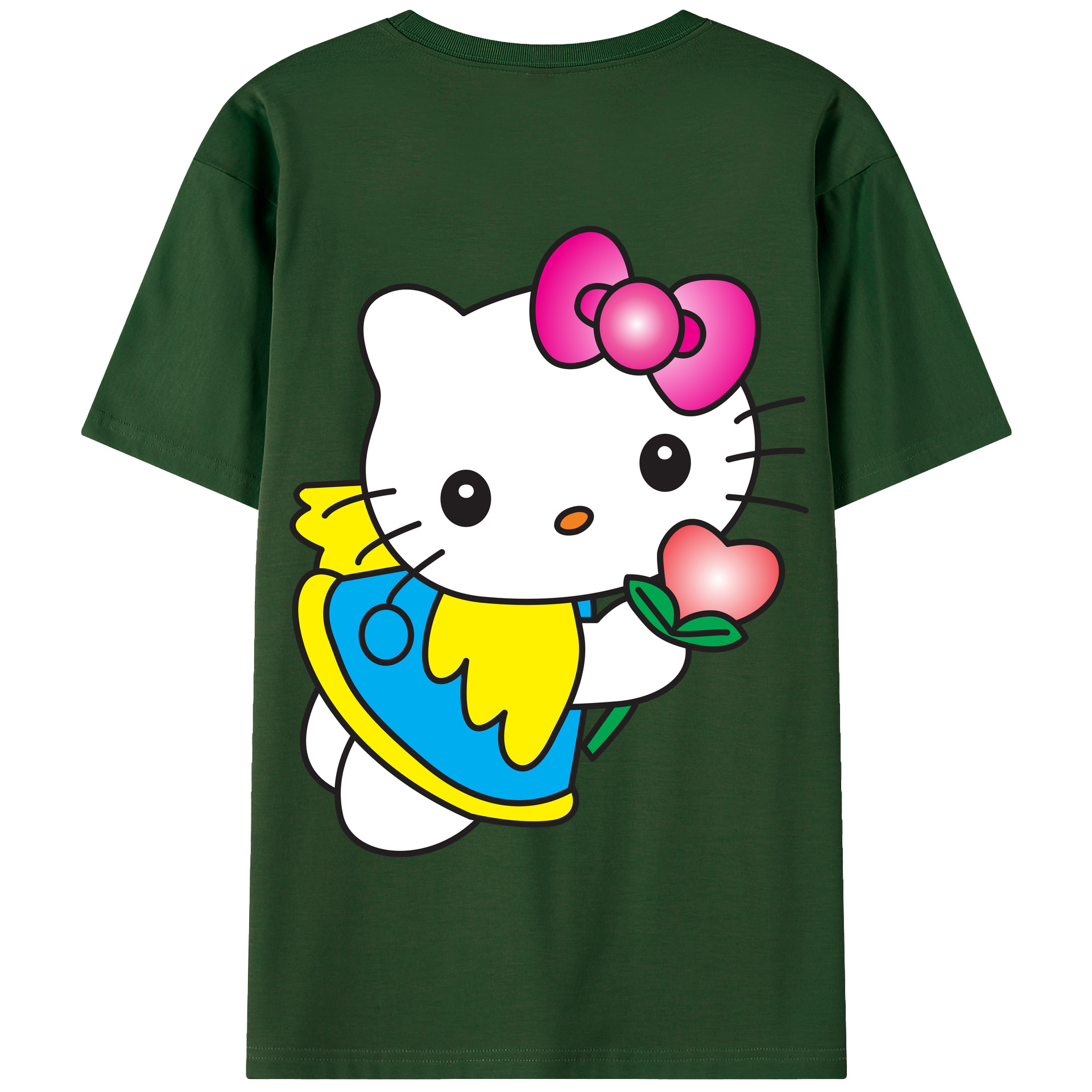 （画像用） Hello Kitty ハローキティ 綿100％半袖Tシャツ（背面プリント）